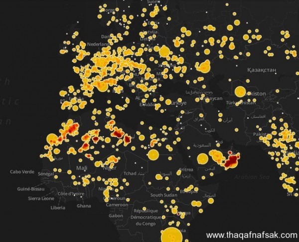 خرائط سقوط المذنبات على الأرض