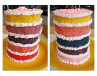 عمل الكعكة الملونة في علبة