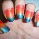 رسم الأظافر على شكل منظر غروب ونخلة لتزين أظافرك بشكل جذاب