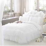تشكيلة موديلات من مفرش سرير العروسة باللون الأبيض